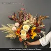 Autumn Rayon Rose Botanical Bouquet DIY Flower Arrangement Wedding Party Home Garden Decor Accessories Fake Plants 240109