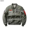 Bomber Jacket Ma1 Air Force Pilot Casual Arrival Military Style Men Thick Fleece Velvet Coat Winter Male Green Blue Khaki 240108