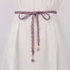 Belts 12Colors Simplicity Spring Summer Waistband For Dress Elegant Flower Thin Women Long Rope Braid Waist Belt Girls