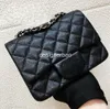 10A Top Quality Designer Bag Mini Retângulo Flap Bag 17cm Mulheres Real Couro Caviar Bolsa Preto CCPurse Crossbody Ombro Luxo Satchel Channel