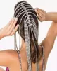 Nupcial bandana strass longo borla acessórios de corrente de cabelo para mulheres cristal multi vertente cabeça corrente cabelo jóias3284205