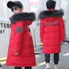 Crianças quentes engrossar roupas menino roupas de inverno para baixo jaquetas 516 anos com capuz parka casaco de pele do falso crianças adolescente neve snowsuit 240108