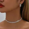 Choker Blijeery elegancki zestaw biżuterii na panny młodej srebrny kolor kryształ kryształowy naszyjnik na kolczykach łańcuch