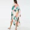 Costumi da bagno da donna Abbigliamento donna Tinta unita Sciolto Foglia colorata Cardigan lungo Abiti da spiaggia Comodi set bikini per le donne con copertura