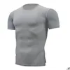 Mens Camisetas Quick Dry Running Compression T-Shirt Respirável Terno Fitness Apertado Sportswear Equitação Camisa de Manga Curta Treino Drop De Otw3D