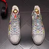 Zielony srebrny nadruk rhinestone mężczyźni płaskie buty hip-hop punkowe topy trampki swobodne buty za deski zapatillas hombre 10a30