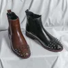 Защитная рабочая обувь для мужчин с заклепками, кожаные мужские модные ботильоны Grace со стальной головкой, ковбойские сапоги с острым носком