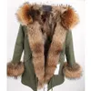 Maomaokong Real Fox Fux Fur Coat Winter Jacket Women Long Parka Natural Raccoon Collar Hood Thick Warm Liner Parkas 240108