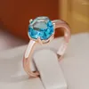 Cluster Rings JULYDREAM Geometric Cut Blue Zircon For Women 585 Gold Color Minimalist Party Jewelry Statement Accessories Hypoallergenic