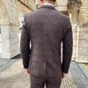 Abito da uomo Giacca Gilet Pantaloni Boutique di moda Plaid Casual Business Uomo Sposo Abito da smoking da sposa 3 pezzi Set Blazer Cappotto 240108