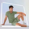 Yoga Outfit Printemps et été Hommes Lâche Courir Vêtements à séchage rapide Col rond T-shirt Absorbant Respirant Fitness Sports Casual Court