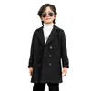 Boys Winter Fall Chesterfield Single Breasted Warm Coat Kids Solid Velvet Thick Woolen Jacket Child Outerwear Toddler Overcoat 240108