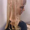 Visa sexig scendräkt Rhinestone Chain Wig Headpiece Head Prydnad för kvinnor nattklubb Kristall pannhuvud Hattmössa smycken