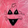 Bikini Set Women Luxury Bling Rhinestone Dollar Letter Sexig baddräkt Halter Push Up badkläder Bikini Set Swimming Underwear 240109