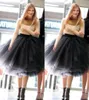 Saias 2016 nova moda mais recentes projetos mulher 5 camadas tule cetim saia na altura do joelho sólido cor natural vestido de baile tutu saia feminina