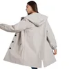 Outono e inverno novo anti respingo blusão com capuz para mulher casual longo jaqueta para feminino solto oversized ao ar livre blusão