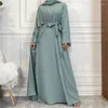 Vêtements ethniques Ramadan Dubaï Arabie Saoudite Mode minimaliste Musulman Islamique Ensemble Abaya Robe sans manches sans manches Robe Cardigan Femme