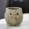 Planters Pots Fairy Garden Potted Antique Owl Flower Pot Ceramic Miniature Model Home Office Decoration Accessories Desktop Display Bonsai Pot YQ240109