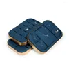 Smyckespåsar Microfiber Blue Display Tray Jewelery Holder Portable Ringörhängen Halsband Arrangör Lagring Box Organisator Bagel