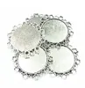 5st Necklace Pendant Silver Tone Flower Lace Metal Seing Jewelry Cabochon Cameo Base Tray Bezel Blank Fit 34mm Cabochons 49mm8063712