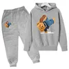 Kids Hoodie Set Cotton Top Pants 2st Set Spring/Autumn Children's Clothing Street Dance Cartoon Bear Print Boys Girls Tops 240108