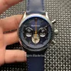 Tourbillon Horloge Heren Quartz uurwerk Vk Chronograaf Stalen horlogeband Blauw gezicht Horloge Lederen band vouwgesp Herenklok 42 mm