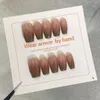 Kunstnagels Misskitty Handgemaakte Press-on Nails-Border Wear Armor Short Nude Kleurverloop Wit Temperament Avocado French Nail P