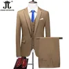 19 Colors Jacket Vest Pants High End Brand Solid Color Office Business Mens Formal Suit Three Piece Set Groom Wedding Dress 240108