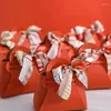 Presentförpackning 15st läderväskor Bow Ribbon Packaging Bag Wedding Favor Distributioner Eid Mubarak Candy Box Mini Handväska