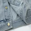 Designer-Jacke, gewaschener blauer Buchstaben-Knopf, einfache Premium-Frühlings-Jeansjacke für Herren und Damen, coole Passform