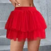 Spódnice damskie ciasto podwójnie pokładowe spódnica plisowana puszysta puszysta tiulowa tiulowska spektakl Fancy taniec noszenie tutu Princess
