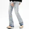 Herenjeans 2024 Lente Lichtblauw voor heren Handgeschilderde hippe, rechte jeansbroek