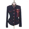 Women's Suits Women Navy Blue Blazer Feminino Single Breasted Bow Brooch Short Suit Jacket Office Ladies Chic Slim Blazers Outwear