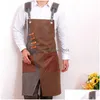 Aprons Durable Goods Apron Canvas Cross Back Adjustable With Pockets For Women And Men Kitchen Cooking Baking Bib 210622 Drop Delive Dh5X4