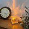 2023 Ny Hot USB Square Night Light Cube Decorative Night Lamp Square Crystal Table Lamp, Rotating Water Ripple Small Night Light Creative Bedside Lamp