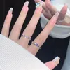 Anéis de casamento roxo rosa strass coração moda luxo brilhante anel de noivado para mulheres prata aberta y2k doce coreia estilo jóias presente