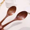 Coffee Scoops 1/6PCS Wooden Long Handle Spoon Wood Soup Spoons Honey Dessert Household Multipurpose Tableware Kitchen Utensil