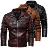 Jaqueta de couro masculina de lã de inverno motocicleta jaqueta de couro falso gola de pele removível corta-vento ropa de hombre casaco fino 240108