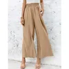 Women's Pants Women Loose Casual Fashion Elastic High Waist Wide Leg Trousers Summer Baggy Hosen Streetwear