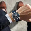 Wristwatches PINDU Men Luxury Starwheel Watch Three Needles And One Line Design 42MM Fashion Automatic Mechanical Wristwatch Luminous 2024