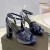 Famous Design Tribute Platform Women Sandals Shoes Patent Leather Brands Women's Intertwining Straps High Heels Lady Sandalias Original Box
