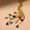 Hänge halsband klassiker 12 månaders kristallfödelsesten halsband multicolour zircon waterdrop födelsedag sten choker famile gåvor smycken