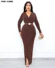 Kadınlar İçin Dili Stripe Afrika Elbiseleri Zarif Uzun Bodycon Elbise Seksi Vneck Yüksek Slit Robe Femme Giysileri 240109