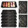 Disposable Sushi Serving Tray Take Out Food Boxes Rectangle Sand Salad Dessert Bowl Meal Prep Containers 240108