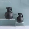 Planters Pots Nordic Black Ceramic Small Vase Home Decoration Crafts Living Room Tabletop Flower Pots Decorative Office Flower Vase Decor YQ240109