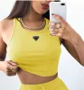 Design de mode Femmes Réservoirs Camis Tops Filles D'été Femmes Filles Chaudes Sexy Sans Manches Réservoirs Crop Top Athlétique Fitness Course Yoga Chemise Débardeur