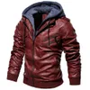 Veste en cuir de moto à fermeture éclair Oblique hommes marque militaire à capuche vestes en cuir PU automne manteau grande taille S-5XL Drop 240108