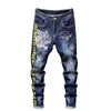 Men's Jeans Designer Autumn and Winter Tiger Head Embroidery Personalized Blue Letter Printing Denim Pants Trend XHKN