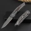 BK108 Auto Tactical Folding Knife 8Cr13Mov Gray Titanium Coated Blade Steel Carbon Fiber Handle Outdoor Survival EDC Pocket Knives