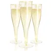 Champagne Flutes Plastic Disposable Champagne Cup Gold Glitter Wine Glasses for Parties, Mimosa Bar, Wedding Party Supplies